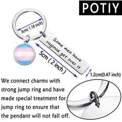 POTIY Transgender Pride Gift Trans Pride Flag Charm Jewelry LGBTIQA Keychian Pink White Blue Trans Pendant Keyring