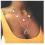 Wowanoo Layered Chain Choker Necklace Moon Rhinestone Pendant Chain Jewelry for Girls Women Wowanoo Layered Chain Choker Necklace Moon Rhinestone Pendant Chain Jewelry for Girls Women