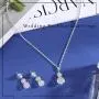 Fairyu Womens Wedding Crystal Teardrop Pendant Necklace Earrings Dangle Set Silver Plated Rhinestone Bridal Necklaces Earrings Drop Bridal Jewelry for Party Prom Pageant