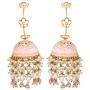 Aheli Elegant Wedding Party Designer Floral Enamel Jhumka Jhumki Earrings with Beaded Tassel Ethnic Fashion Jewelry for Indian Women