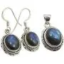 SilverStarJewel Discount Jewelry Set 925 Solid Silver Blue LABRADORITE Earrings And Pendant SilverStarJewel Discount Jewelry Set 925 Solid Silver Blue LABRADORITE Earrings And Pendant