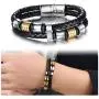 Feraco Men Leather Bracelet With Magnetic Clasp Double-Row Black Multilayer Leather Braided Cuff Wrap Wristbands , 8.66inch Feraco Men Leather Bracelet With Magnetic Clasp Double-Row Black Multilayer Leather Braided Cuff Wrap Wristbands , 8.66inch