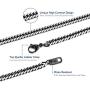 MOWOM Black Chain Necklace for Men Women Boy 316L Stainless Steel Water Resistent Big Thick Cuban Link Chains Plated & Brushed Finish Silver Color with Gift Box (4.6-6.5 MM Wide, 16-36 Inches Long)