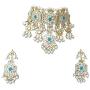 Finekraft Meena Kundan Bridal Wedding Designer Gold Plated Pearls Necklace Jewelry Set