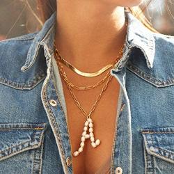 ZLYSF Initial Necklace for Women Girls Large Big Letter Necklace - Paperclip Chain Alphabet Pendant Necklace Jewelry Gift