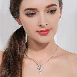 EVER FAITH Mothers Day Birthday Gift 925 Sterling Silver CZ''I Love You Mom'' Heart Pendant Necklace
