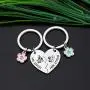 CYTING Her Stitch His Angel Puzzle Piece Keychain Set with Hibiscus Flower Charm Hawaiian Jewelry Gift for Couples Family Best Friends