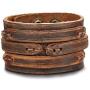Thunaraz Handmade Genuine Leather Bracelet Adjustable Wide Brown Belt Cuff Bangle Punk Wristband