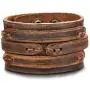 Thunaraz Handmade Genuine Leather Bracelet Adjustable Wide Brown Belt Cuff Bangle Punk Wristband