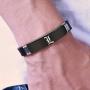 COMTRUDE Death Note L Bracelet, Stainless Steel Old English Initial Alphabet Letter Wristband