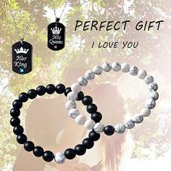 YANCHUN Couple Necklaces Bracelets for Him and Her Love Heart Puzzle Matching Engraved I Love You Necklace for Women Men