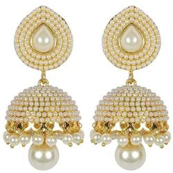 Royal Bling Golden Pearl Minakari Jhumki/Jhumka Earrings