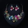 Hamer Wedding Jewelry Sets for Brides Multi-Color Crystal Flowers Choker Gothic Necklace and Earrings Sets Costume Jewelry for Women