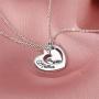 2pcs/Set Engarved Mother Daughter Double Hollow Heart Pendant Necklace Matching Love Heart Pendant Mother Daughter Chain Necklace for Family Couple Jewelry