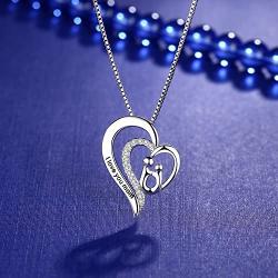 Milamiya I Love You Mom Heart Pendant Necklace, Gifts for mom, Mother-in-Law Necklace