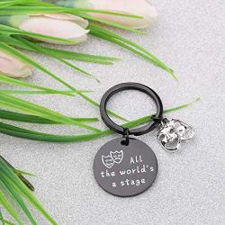 SEIRAA All The Worlds a Stage Keychain Drama Quote Jewelry Shakespeare Lover Gift Inspirational Gift for Actor