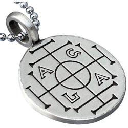 Jewish Judaism Jewelry AGLA Atah Gibor Le-olam Adonai אגלא Pewter Mens Pendant Necklace Protection Amulet Luck Money Wealth Talisman Safe Travel Charm Victory Medallion for men w Silver Ball Chain