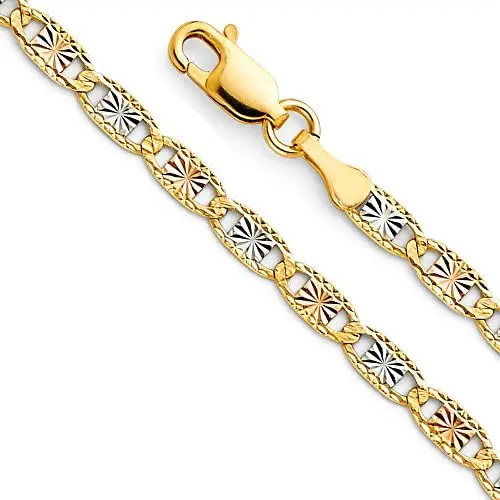 14k REAL Tri Color Gold Solid 3mm Star/Edge Diamond Cut Chain Necklace with Lobster Claw Clasp 14k REAL Tri Color Gold Solid 3mm Star/Edge Diamond Cut Chain Necklace with Lobster Claw Clasp