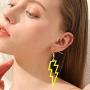 BELUCKIN Multicolor Acrylic Exaggerated Party Women Lightning Bolt Dangle Earrings Accessories Jewelry