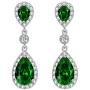 EleQueen 925 Sterling Silver Full Prong Cubic Zirconia Birthstone Teardrop Bridal Dangle Earrings