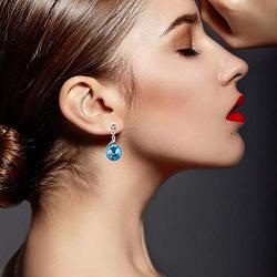 UPSERA Silver Tone Crystals from Swarovski Dangle Drop Earrings