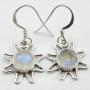 SilverStarJewel 925 Sterling Silver Natural Rainbow Moonstone Sun Earrings 2.8 cm