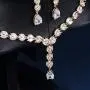 WeimanJewelry Women Cubic Zirconia CZ Bridal Marquise Tennis Long Teardrop Pendant Necklace and Dangle Earrings Set for Wedding Bride Jewelry
