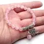 Top Plaza Stretch Rose Quartz Tree of Life Lucky Stone Bracelet Reiki Healing Crystal Gemstone Dangle Charms Pendant Birthstone Bracelet(6.2'')
