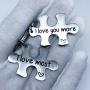AMOR SPES 2pcs Couples Key Chain Set I Love You More I Love You Most Stainless Steel