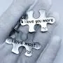 AMOR SPES 2pcs Couples Key Chain Set I Love You More I Love You Most Stainless Steel