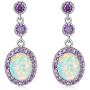 CiNily Fire Opal Amethyst Dangle Drop Earrings 18K White Gold/Rose Gold Plated Opal Jewelry for Women Gemstone Stud Earrings 7/8''