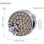 Sambaah Butterfly Charm Sterling Silver Enameled Lucky Charm Bead Heart Shaped Dangel Pendant with Cubic Zirconia for Women Bracelets