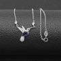 Ginger Lyne Collection Hummingbird Sterling Silver Blue CZ Adjustable Chain Bracelet