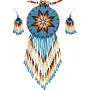 Native Style Beaded Necklace Earrings Set with Large Rosette Pendant