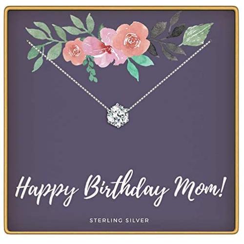 KEDRIAN Happy Birthday Mom Necklace, 925 Sterling Silver, Mom Birthday Gifts, Jewelry Birthday Gifts For Mom, Pendant Necklaces Birthday Gift For Mom, Moms Birthday Gift For Women From Son Or Daughter