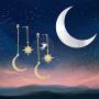 Zuo Bao Dainty Crescent Earrings Sunburstand and Moon Dangle Drop Earrings Celestial Galaxy Jewelry