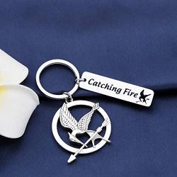 FAADBUK The Hunger Games Inspired Keychain Catching Fire Jewelry Hunger Games Mockingjay Bird Keyring for Hunger Games Fans