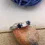 Dazzlingrock Collection 14K White Diamond And Blue Sapphire Ladies Vintage Bridal 3 Stone Engagement Ring, White Gold