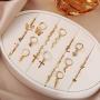 9 Pairs Set Earrings, Lightning Moon Star Cross Ear Clip, Snake Butterfly Animal Combination Jewelry, Gifts For Women And Girls