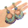 RechicGu Tribal Vintage Crescent Blue Stone Jhumki Jhumka Banjara Kuchi Belly Dance Gypsy Earrings