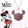 Disney Womens Jewelry Minnie Mouse Silver Plated Multi Pink Crystal Pendant, 18''