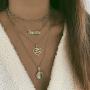 Crazy Feng Zodiac Sign Necklaces for Women Constellation Necklace Astrology Jewelry Old English Necklace 18k Gold Plated Friendship Necklace Jewelry Gift 14.2+2.75''