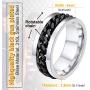 ChainsPro Sturdy Cuban Link/Spinner Rings for Men/Women, Can Engrave, Size 06-12, 18K Gold Tone/316L Stainless Steel/Black (Send Gift Box)