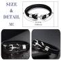MicLee Mens Handmade Leather Bracelet Multilayer Vintage Anchor Bracelet Cuff Wrap Rope Wristband with Gift Box