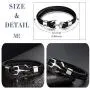 MicLee Mens Handmade Leather Bracelet Multilayer Vintage Anchor Bracelet Cuff Wrap Rope Wristband with Gift Box