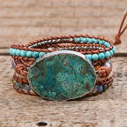 YGLINE Chakra Handmade Leather Wrap Bracelet Imperial Jasper Wrap Adjustable Bead Bracelet