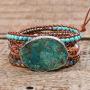 YGLINE Chakra Handmade Leather Wrap Bracelet Imperial Jasper Wrap Adjustable Bead Bracelet