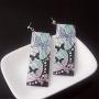 Demon Slayer Tanjiro Earrings - Kimetsu No Yaiba Acrylic Hanafuda Earrings - Good Ideal For Women and Girl