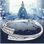 Menton Ezil Love Encounter Crystals Bangle Bracelets White Gold Plated Adjustable Hinged Jewelry