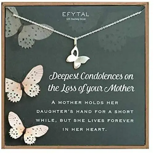 EFYTAL Condolence Gifts, 925 Sterling Silver Butterfly Necklace in Remembrance of Mother, Sympathy Gift for Passing of Mom, Condolences Jewelry for Her EFYTAL Condolence Gifts, 925 Sterling Silver Butterfly Necklace in Remembrance of Mother, Sympathy Gift for Passing of Mom, Condolences Jewelry for Her